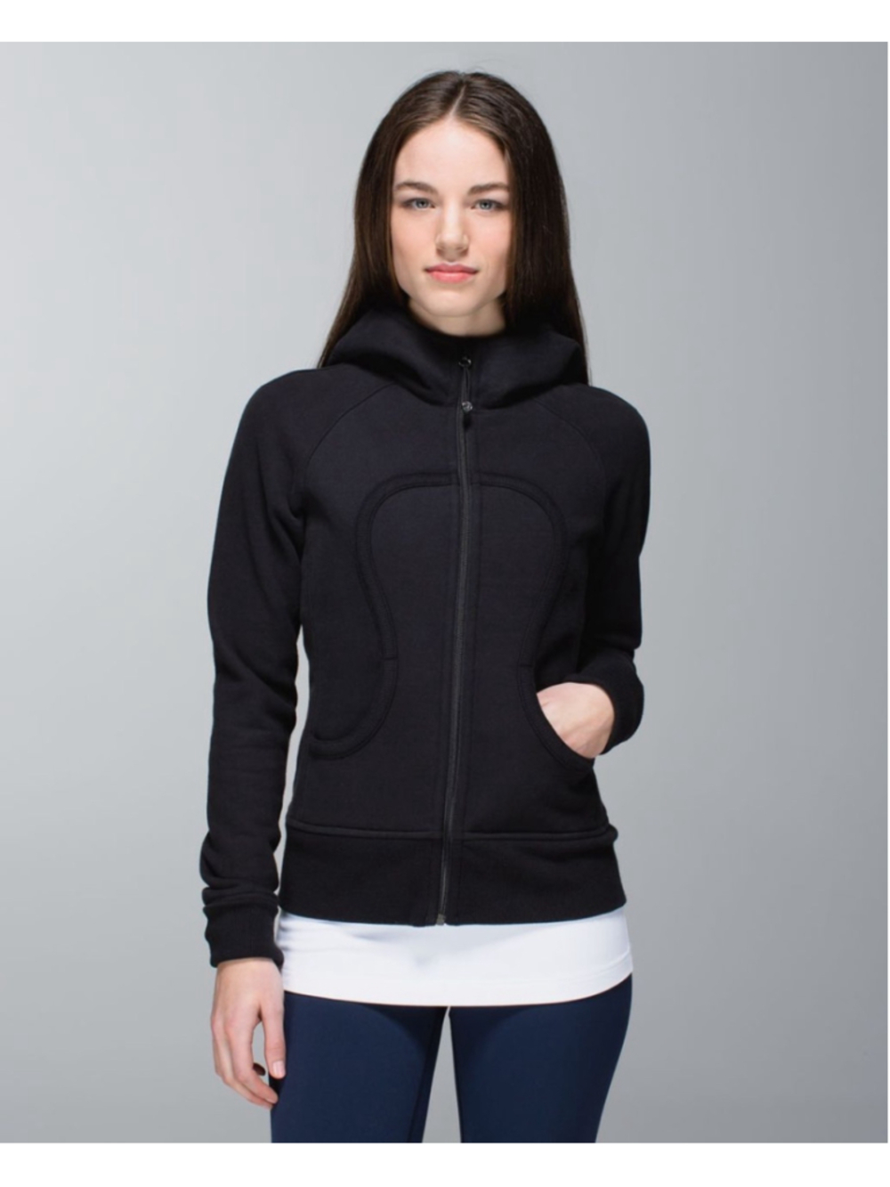 Lululemon Scuba Hoodie with Pink Lululemon Logo Lined Hood Size 12 (21” PTP)